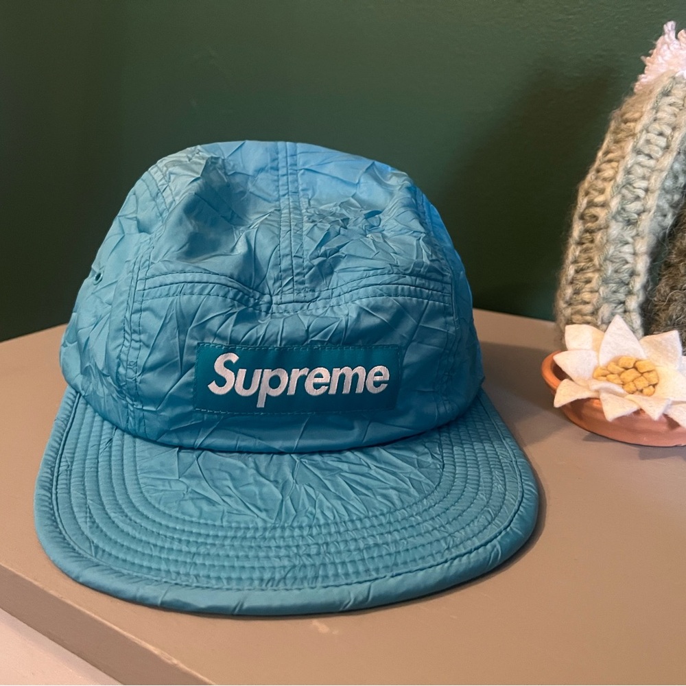Supreme Wrinkled Nylon Soft Bill Camp Teal (NWT)